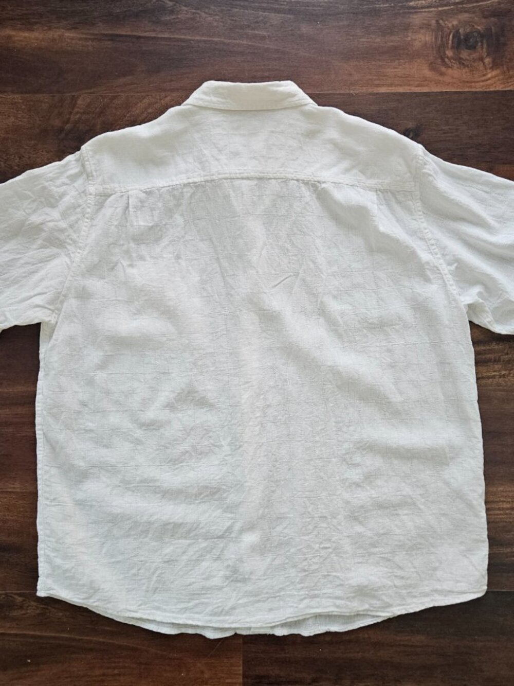Men's White Linen Short Sleeve Shirt XXL plaid (by Weatherproof Vintage) - Picture 2 of 6
